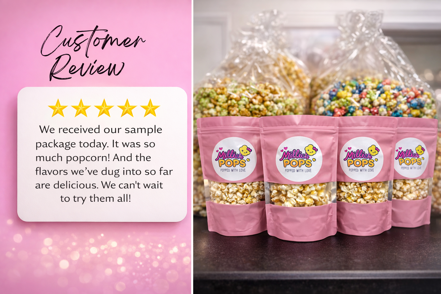 Millie's Pops product display with various flavors